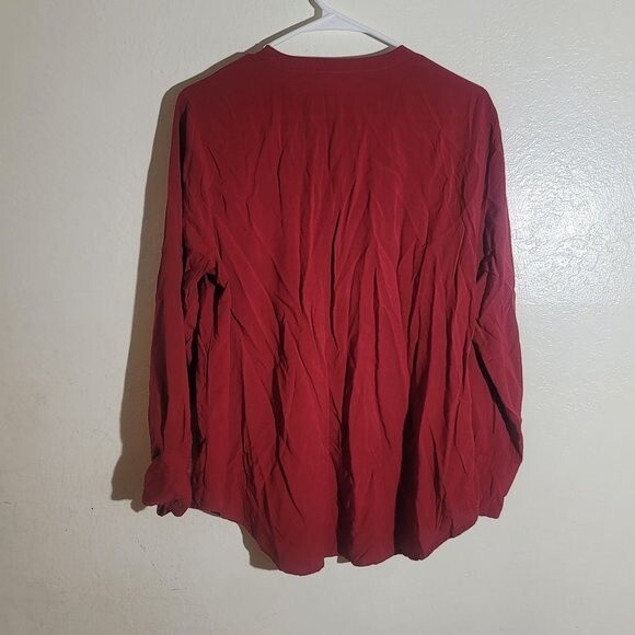 Old Navy Women's Half Button Down Long Sleeve Red Burgundy Blouse Top sz L GUC - Picture 6 of 6